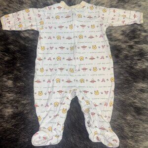 Vintage Disney Winnie the Pooh Piglet Fleece Sleeper Pajamas 3-6m White T19